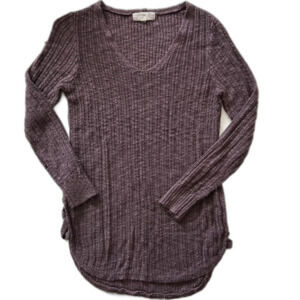 sz medium Womens Long Sleeve Purple Cable Knit V-Neck Sweater by Pink Republic